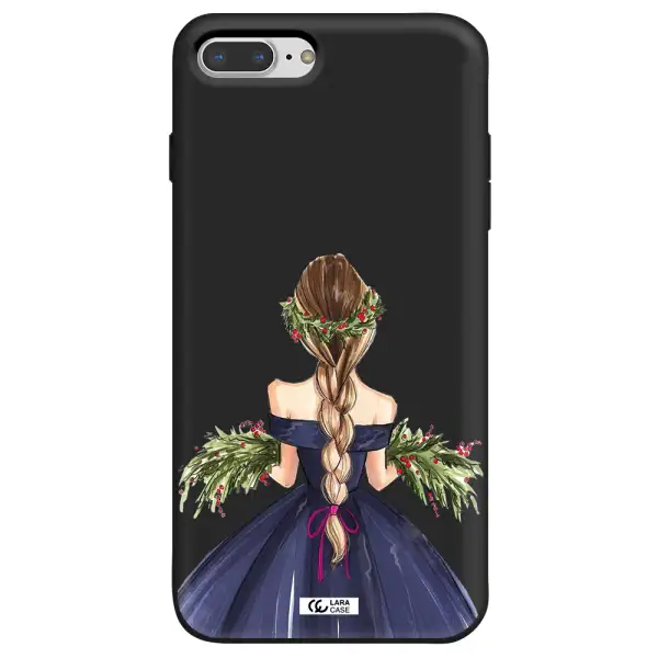 Long Hair Girl Watercolor Apple iPhone 7 plus Silicone black Case