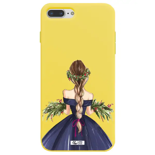 Long Hair Girl Watercolor Apple iPhone 7 plus Silicone canary yellow Case