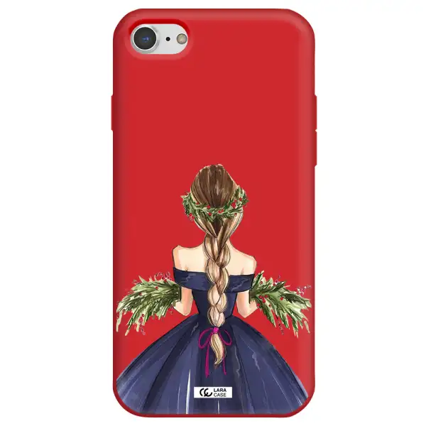 Long Hair Girl Watercolor Apple iPhone 7 Silicone Imperial Red Case