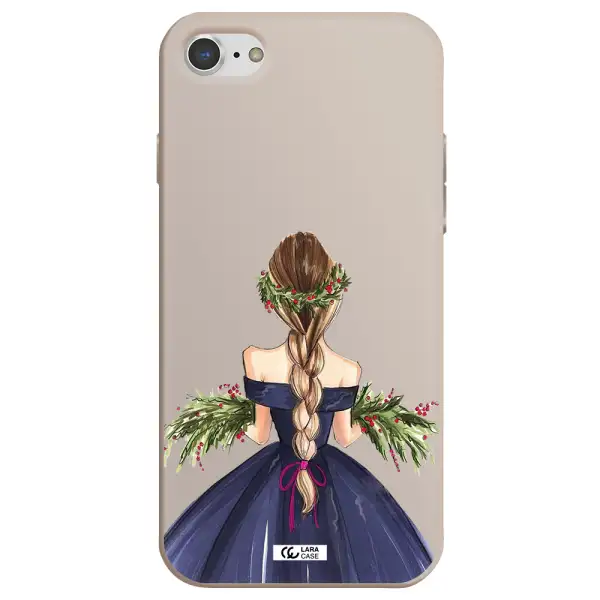 Long Hair Girl Watercolor Apple iPhone 7 Silicone Stone Case