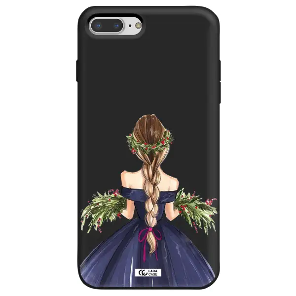 Long Hair Girl Watercolor Apple iPhone 8 plus Silicone black Case