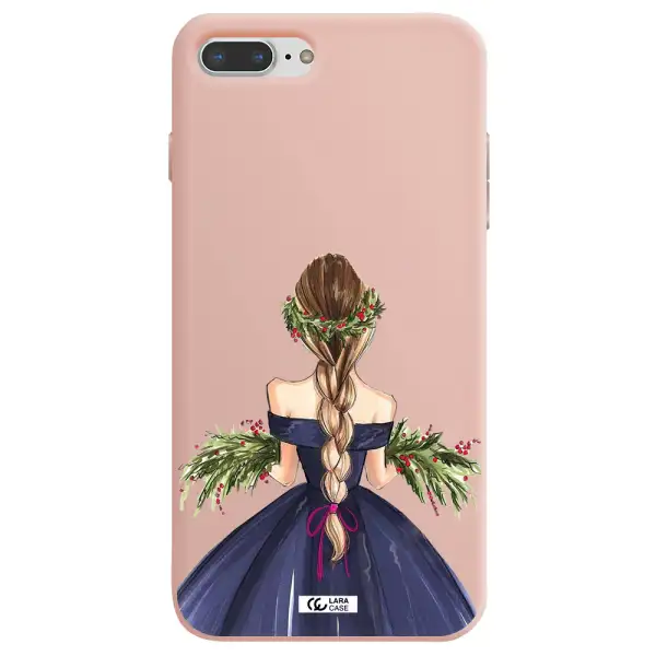 Long Hair Girl Watercolor Apple iPhone 8 plus Silicone pastel pink Case