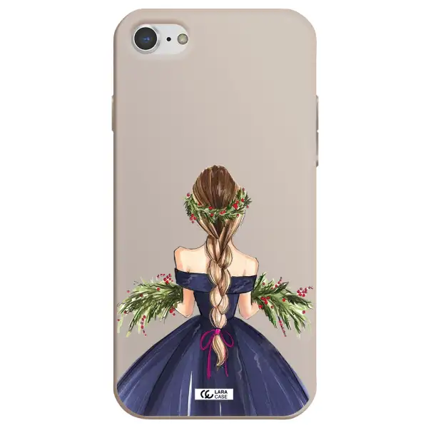 Long Hair Girl Watercolor Apple iPhone 8 Silicone Stone Case