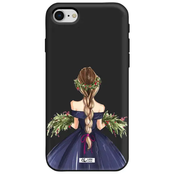 Long Hair Girl Watercolor Apple iPhone se 2020 Silicone black Case