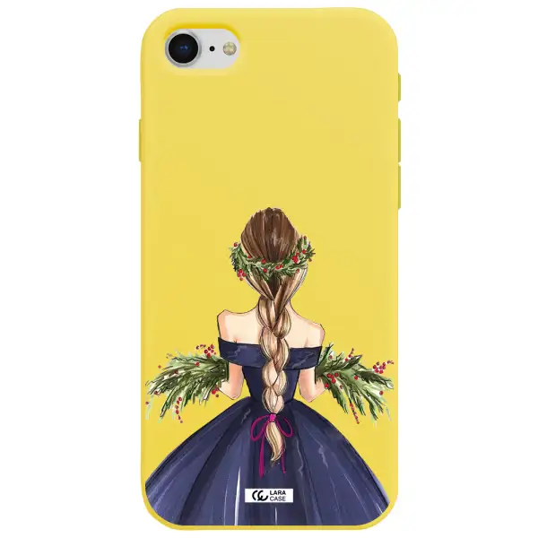 Long Hair Girl Watercolor Apple iPhone se 2020 Silicone canary yellow Case