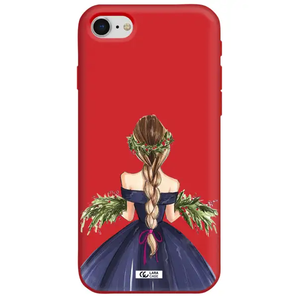 Long Hair Girl Watercolor Apple iPhone se 2020 Silicone Imperial Red Case