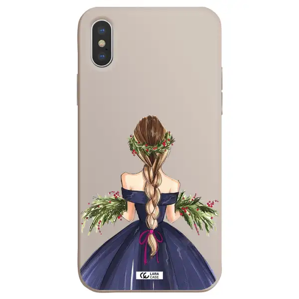Long Hair Girl Watercolor Apple iPhone X Silicone Stone Case