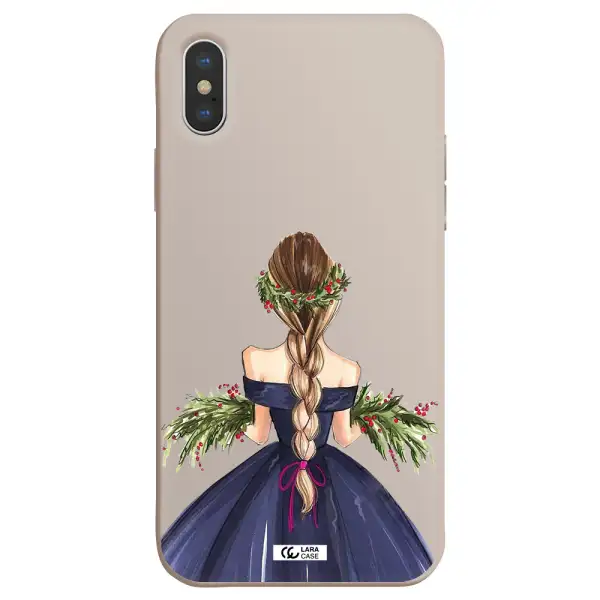 Long Hair Girl Watercolor Apple iPhone XS Silicone Stone Case