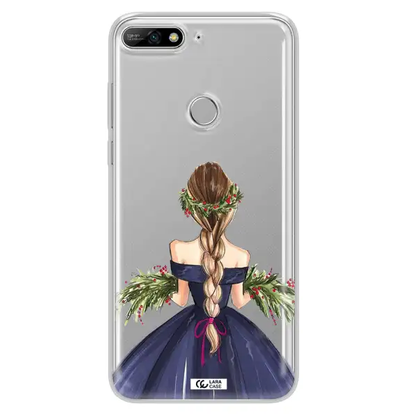 Long Hair Girl Watercolor Huawei Y7 2018 Clear TPU Case