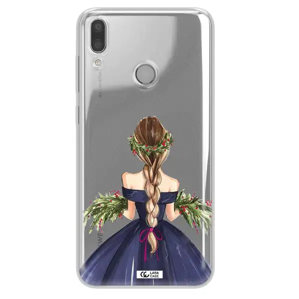Long Hair Girl Watercolor Huawei Y7 2019 Clear TPU Case