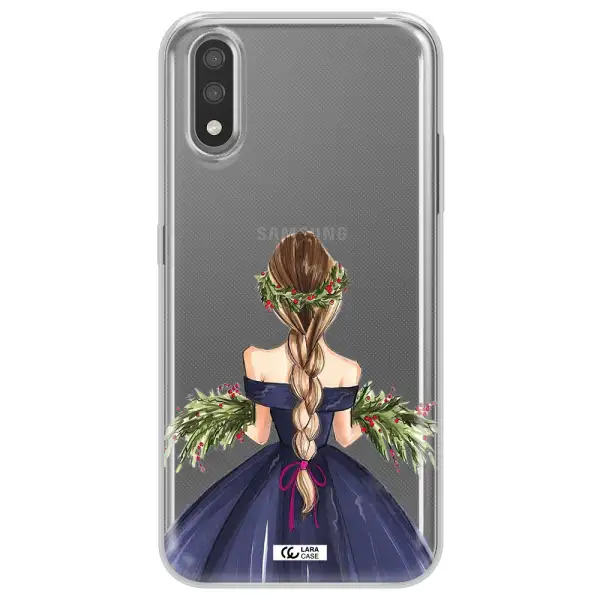 Long Hair Girl Watercolor Samsung A01 Clear TPU Case
