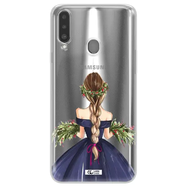 Long Hair Girl Watercolor Samsung A20S Clear TPU Case