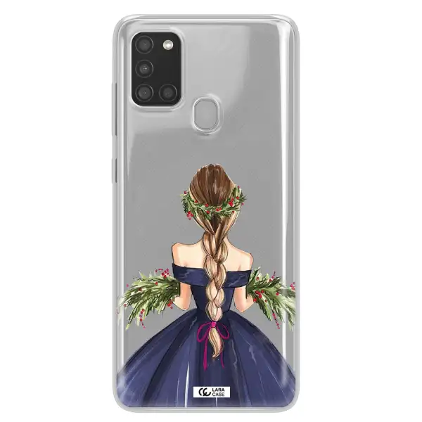 Long Hair Girl Watercolor Samsung A21S Clear TPU Case