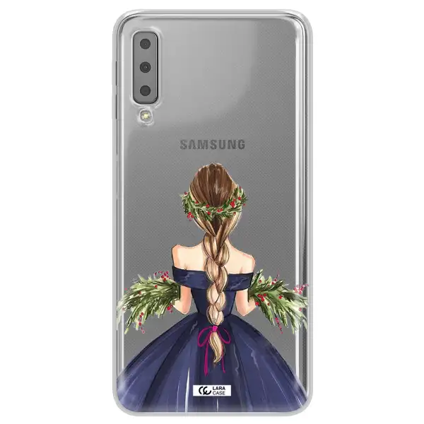 Long Hair Girl Watercolor Samsung A7 2018 Clear TPU Case