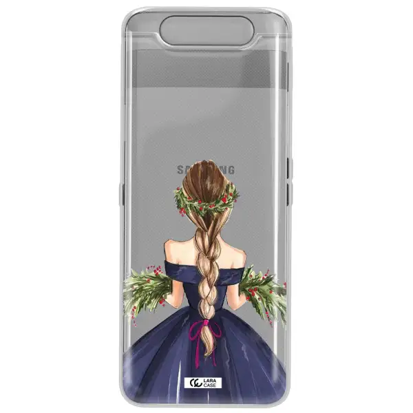 Long Hair Girl Watercolor Samsung A80 Clear TPU Case