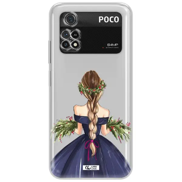 Long Hair Girl Watercolor Xiaomi Poco M4 Pro 4G Clear Tpu Case