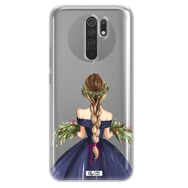 Long Hair Girl Watercolor Xiaomi Redmi 9 Clear TPU Case
