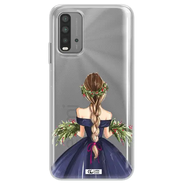 Long Hair Girl Watercolor Xiaomi Redmi 9T Clear TPU Case