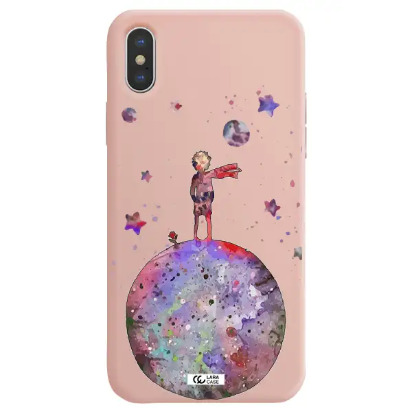 Little Prince Night Apple iPhone XS Silicone pastel pink Case