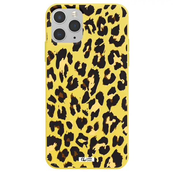 Leopard Print Apple iPhone 11 pro Silicone canary yellow Case