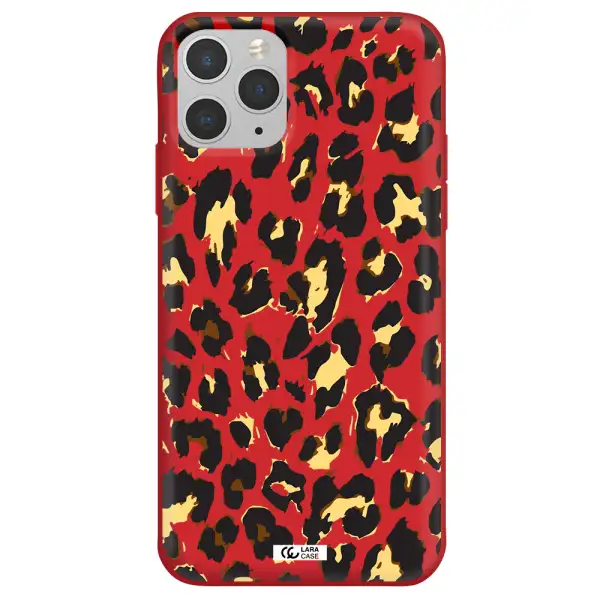 Leopard Print Apple iPhone 11 pro Silicone Imperial Red Case