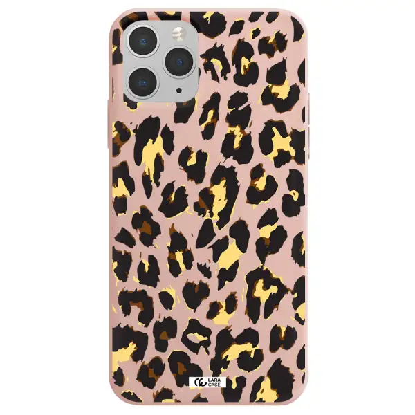 Leopard Print Apple iPhone 11 pro Silicone pastel pink Case