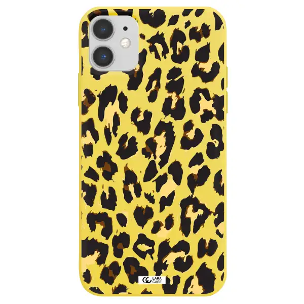 Leopard Print Apple iPhone 11 Silicone canary yellow Case