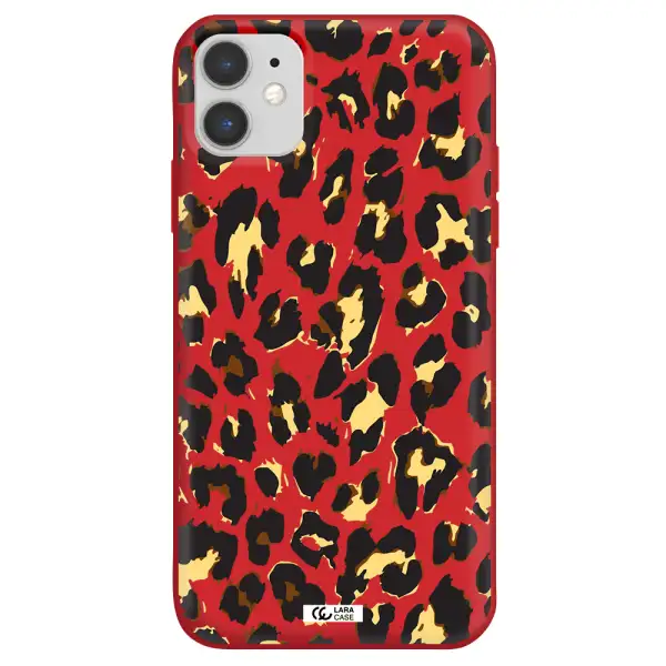 Leopard Print Apple iPhone 11 Silicone Imperial Red Case