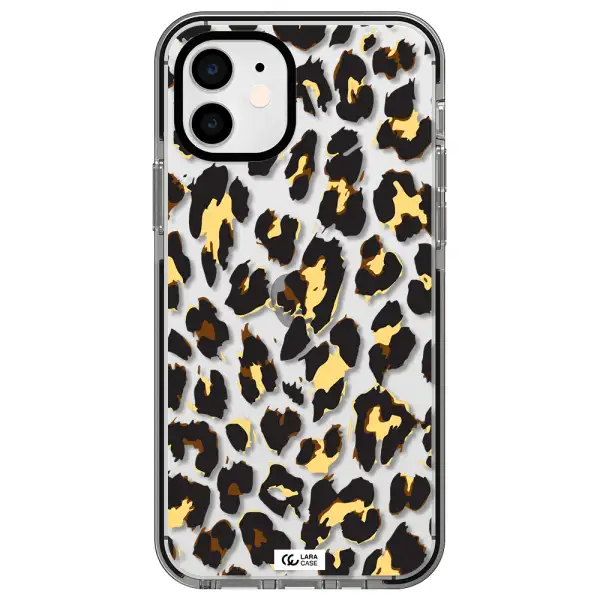 Leopard Print Apple iPhone 12 impact black border Case
