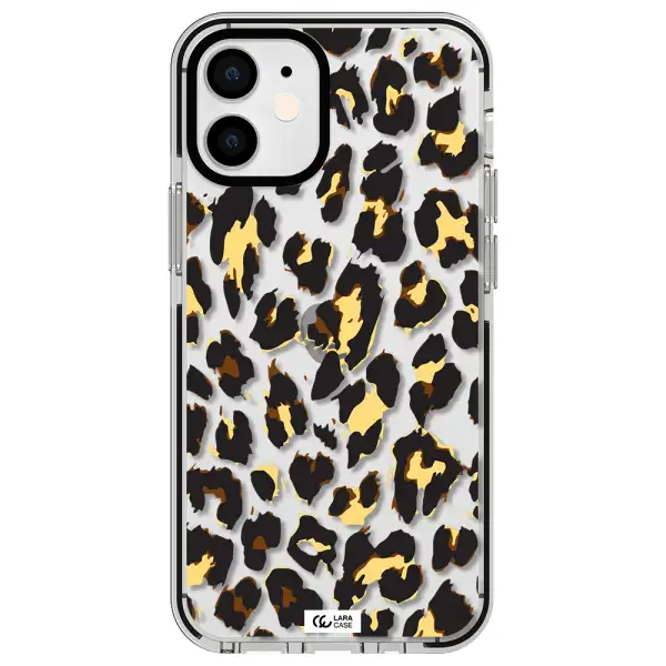 Leopard Print Apple iPhone 12 mini impact black border Case