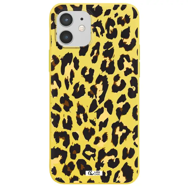 Leopard Print Apple iPhone 12 mini Silicone canary yellow Case