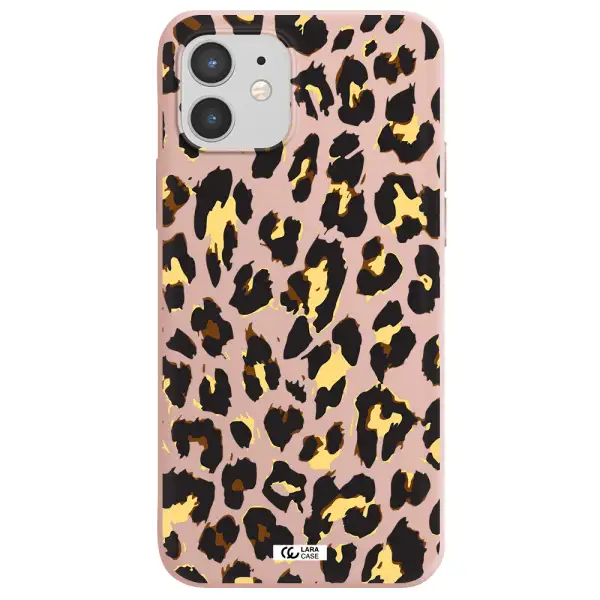 Leopard Print Apple iPhone 12 mini Silicone pastel pink Case
