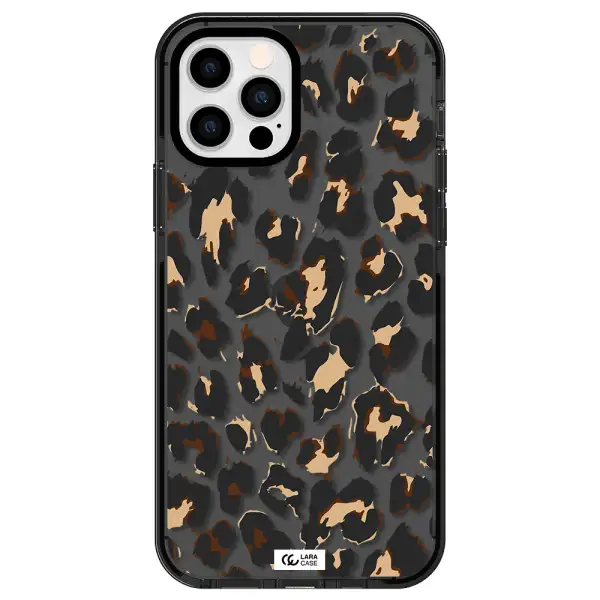 Leopard Print Apple iPhone 12 pro impact Smoke Black Case