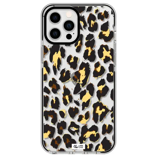 Leopard Print Apple iPhone 12 pro max impact black border Case