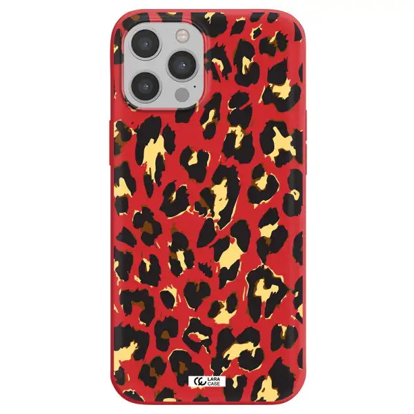 Leopard Print Apple iPhone 12 pro max Silicone Imperial Red Case