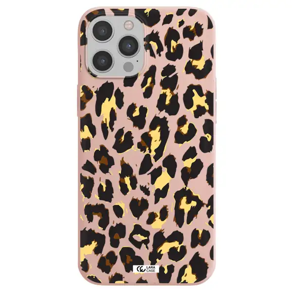 Leopard Print Apple iPhone 12 pro max Silicone pastel pink Case