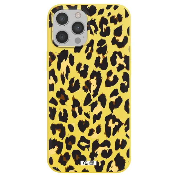 Leopard Print Apple iPhone 12 pro Silicone canary yellow Case