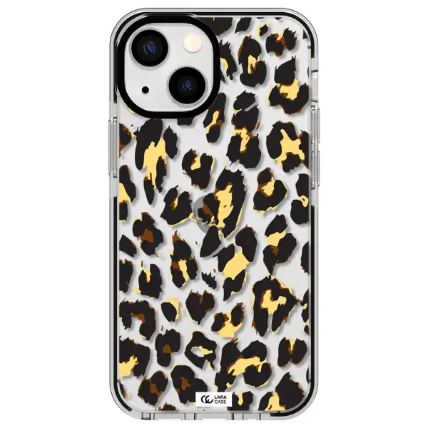 Leopard Print Apple iPhone 13 mini impact black border Case