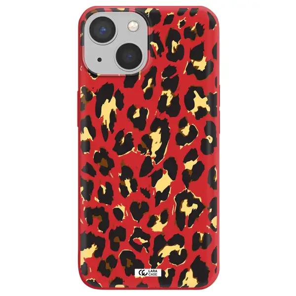 Leopard Print Apple iPhone 13 mini Silicone Imperial Red Case
