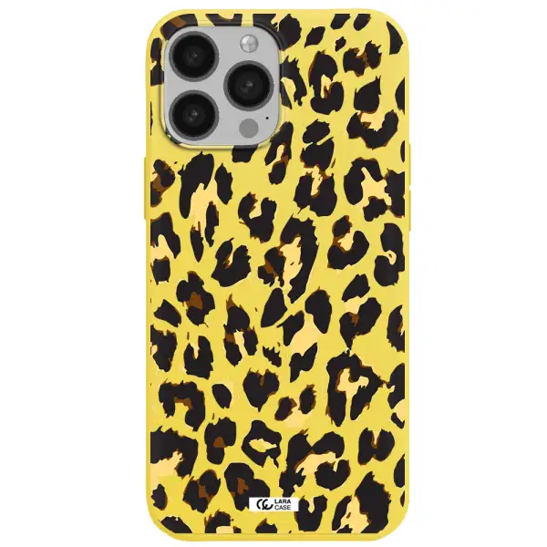 Leopard Print Apple iPhone 13 Pro Max Silicone canary yellow Case