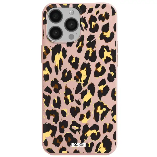 Leopard Print Apple iPhone 13 Pro Max Silicone pastel pink Case