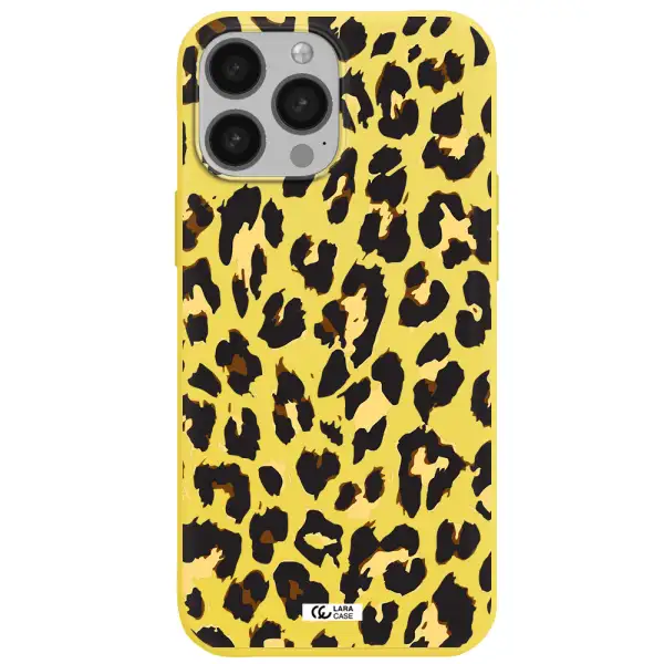 Leopard Print Apple iPhone 13 Pro Silicone canary yellow Case