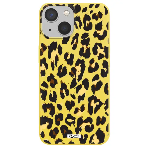 Leopard Print Apple iPhone 13 Silicone canary yellow Case