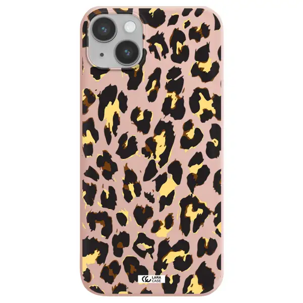 Leopard Print Apple iPhone 14 plus Silicone pastel pink Case