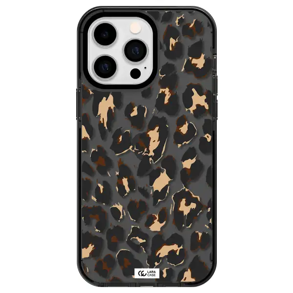 Leopard Print Apple iPhone 14 pro max impact Smoke Black Case