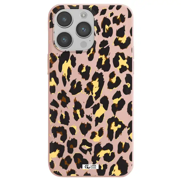 Leopard Print Apple iPhone 14 pro max Silicone pastel pink Case