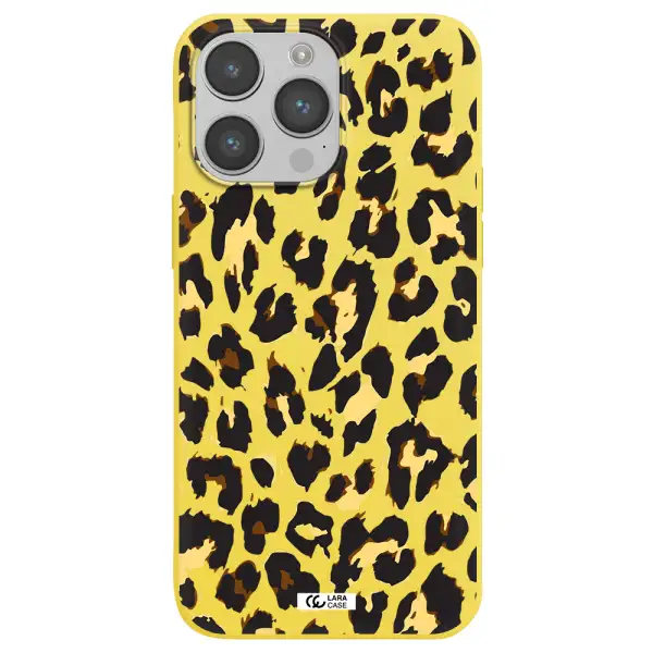 Leopard Print Apple iPhone 14 pro Silicone canary yellow Case