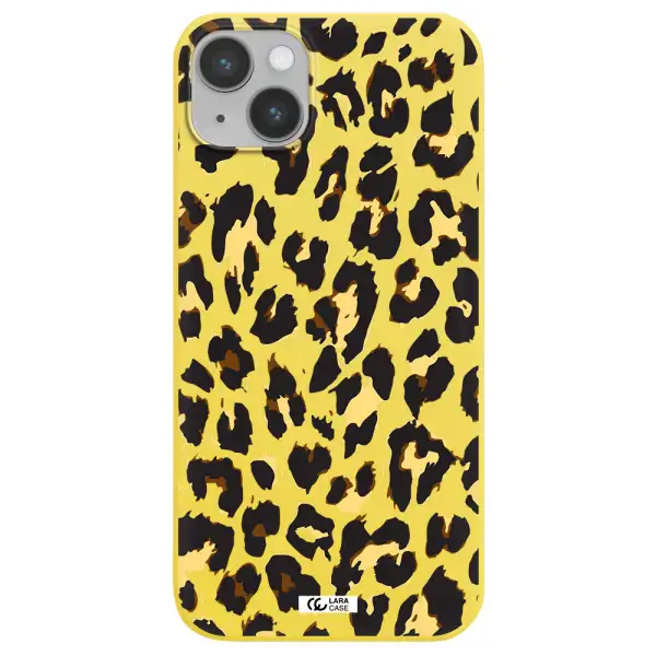 Leopard Print Apple iPhone 14 Silicone canary yellow Case