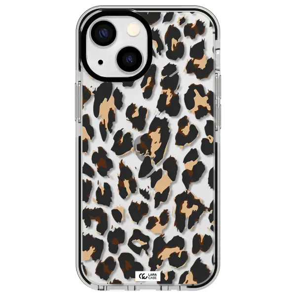Leopard Print Apple iPhone 15 impact black border Case