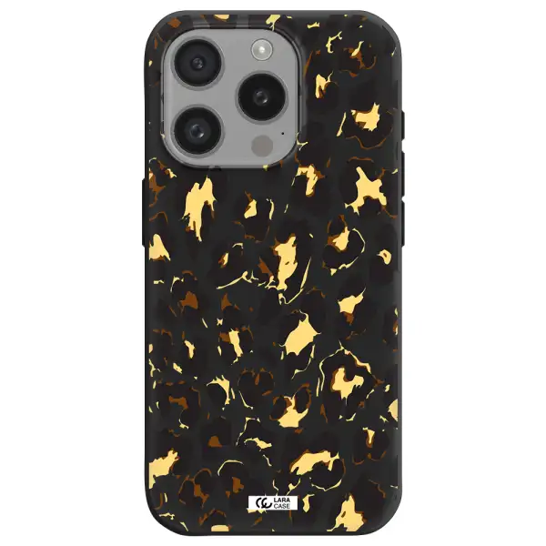 Leopard Print Apple Iphone 15 Pro Silicone Black Case